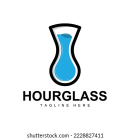 Hourglass Logo, Clock Time Design, Glass And Sand Style, Product Brand Illustration And Template