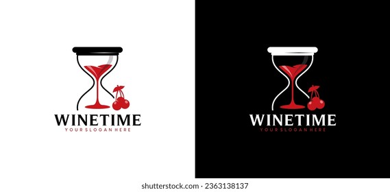 Diseño del logotipo de vidrio de color rojo con el símbolo de bebida de vino tinto abstracto