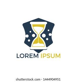 Hourglass logo design. Sandglass concept simple icon vector design. Logotype hourglass for clock production, saving time sale, shop, store.	