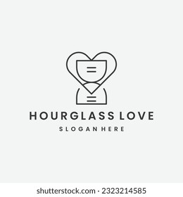 hourglass logo design template, hourglass with love icon 