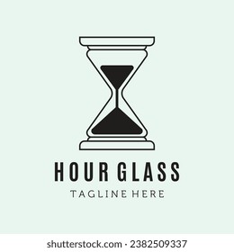 hourglass logo line art vintage vector minimalist illustration design 