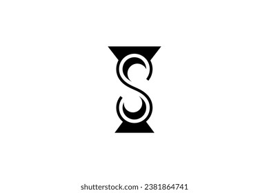 Hourglass logo with S letter combination design template flat vector