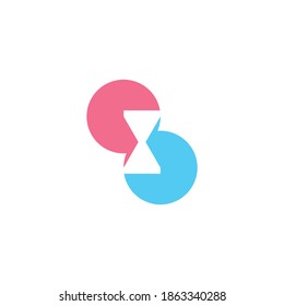 Hourglass logo with a speech bubble icon