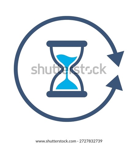 Hourglass loop icon blue flat vector design time sand symbol wait load process cycle history timer graphic element sign