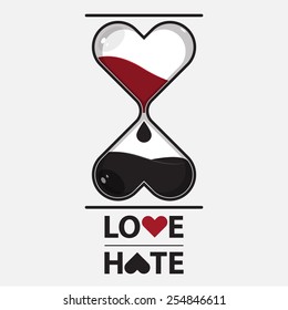 Hourglass of love and hate. Vector.  Illustration