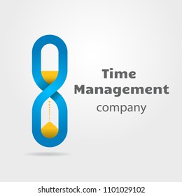 Hourglass made of infinity symbol logotype for time management concept