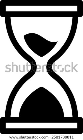 Hourglass measuring the passage of time, with sand flowing steadily from the top bulb to the bottom, symbolizing countdowns, deadlines, and the continuum of history