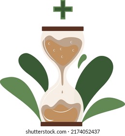 hourglass . medical cross. poster icon for medicine. simple vector illustration