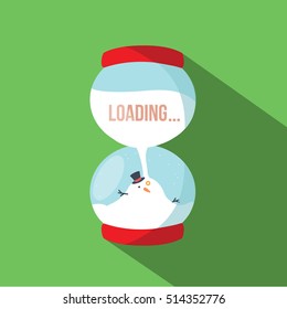 A Hourglass with a melted snowman illustration isolated in a green background