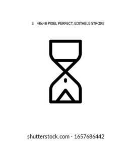 Hourglass minimalistic line icon vector illustration.Editable stroke. 48x48 Pixel Perfect.