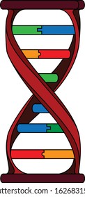 Hourglass as a model of DNA drawing. Vector illustration