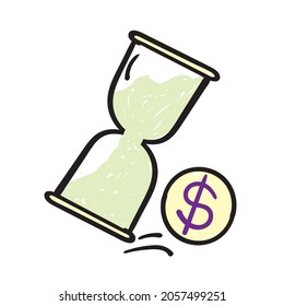 hourglass money illustration icon vector