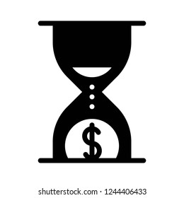 hourglass, money loss black solid icon in business and investment.