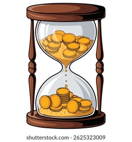 hourglass money time finance concept isolated vector illustration on white background