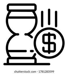 Hourglass money trade icon. Outline hourglass money trade vector icon for web design isolated on white background