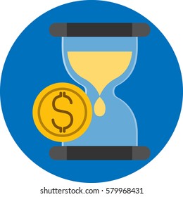 Hourglass with Money .Vector icon