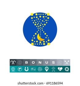 Hourglass with Moon and Stars Icon