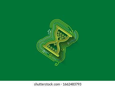 Hourglass mouse symbol with Abstract flat colorful line pattern vector illustration.