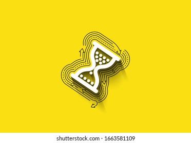 Hourglass mouse symbol with Abstract flat colorful line pattern vector illustration.