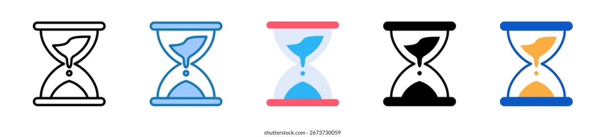 Hourglass multiple style icons set design vector illustration.