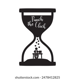 Hourglass with an office worker to control working time - Punch the Clock