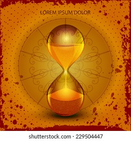 Hourglass on orange background. Vector.