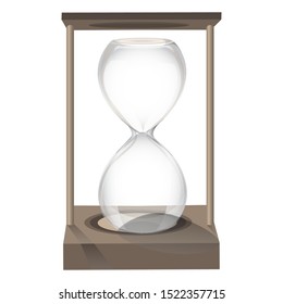 Hourglass on a wooden stand. Template with the ability to insert your image behind the glass on the background