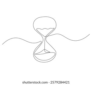 Hourglass in one continuous line drawing. Hourglass in simple linear style. Editable outline illustration