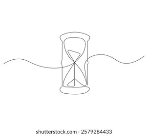 Hourglass in one continuous line drawing. Hourglass in simple linear style. Editable outline illustration