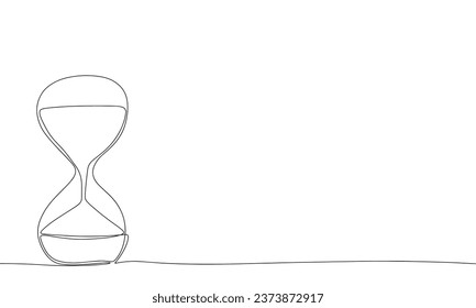 Hourglass one line continuous vector illustration. Hand drawn hourglass outline silhouette. Line art hourglass.