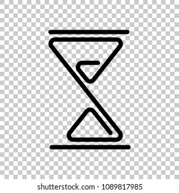 hourglass, one line, outline symbol. On transparent background.
