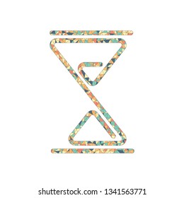 hourglass, one line, outline symbol. Colored mosaic with polygons