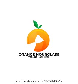 Hourglass with Orange Drawing Concept Illustration Vector Template, Suitable for Creative Industry, Multimedia, entertainment, Educations, Shop, and any related business