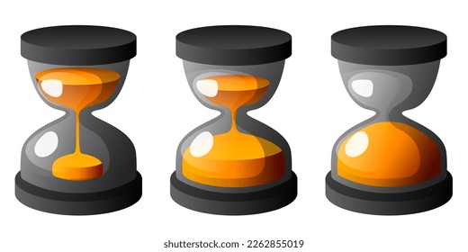 Hourglass. Hourglass with with orange or yellow sand. Vector clipart.