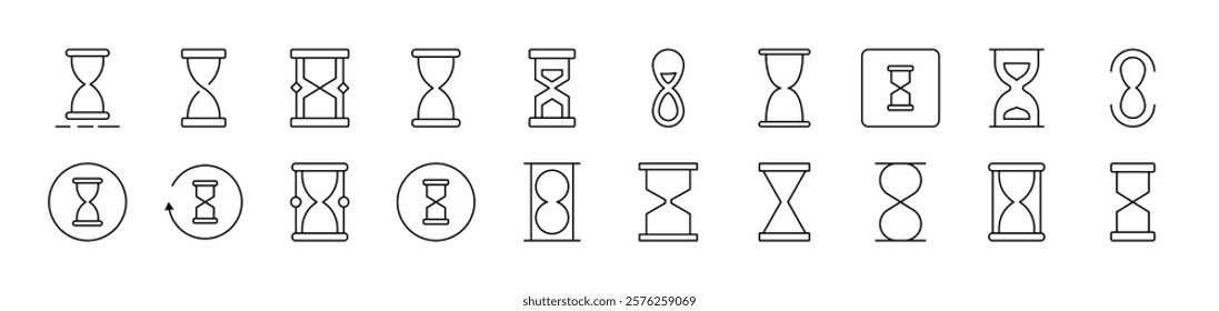 Hourglass Outline Simple Linear Image Collection. Editable Stroke. Suitable for Web Sites, Books, Cards, Apps