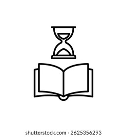 Hourglass Over Book Icon for Exam Timing and Deadlines
