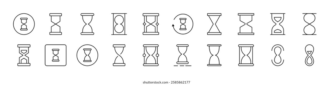 Hourglass Pack of Thin Icons. Editable Stroke. Suitable for Web Sites, Books, Cards, Apps