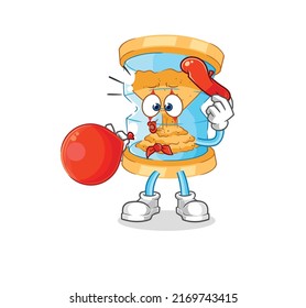 the hourglass pantomime blowing balloon. cartoon mascot vector