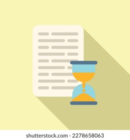 Hourglass paper icon flat vector. Control task. Agenda project