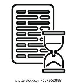 Hourglass paper icon outline vector. Control task. Agenda project