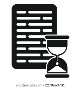 Hourglass paper icon simple vector. Control task. Agenda project