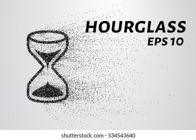Hourglass of particles. Hourglass consists of circles and points. Vector illustration.