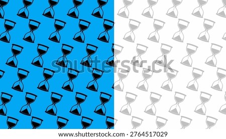 Hourglass Pattern Design. Seamless Time Symbol Illustration. Sand Timer Repeating Motif. Minimal Line Art Style. Background For Wallpaper Textile.