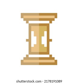 Hourglass pixel art icon. Illustration in white background. Time symbol, logo.