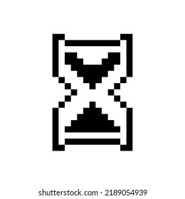 Hourglass pixel art icon. Illustration in white background. Time symbol, logo