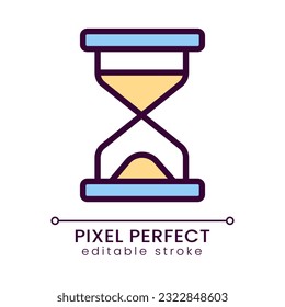 Hourglass pixel perfect RGB color icon. Loading time. Waiting period. Expiration and finishing. Isolated vector illustration. Simple filled line drawing. Editable stroke. Poppins font used