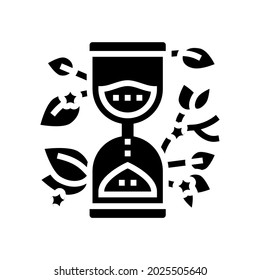 hourglass with plant boho glyph icon vector. hourglass with plant boho sign. isolated contour symbol black illustration