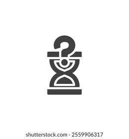 Hourglass with a question mark vector icon. filled flat sign for mobile concept and web design. Hourglass and Question glyph icon. Symbol, logo illustration. Vector graphics