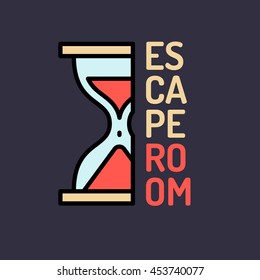 hourglass. Real-life room escape and quest game poster.