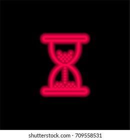 Hourglass red glowing neon ui ux icon. Glowing sign logo vector